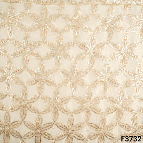 Dyeable Zari Sequins Work Shimmer Tissue Fabric-F3732